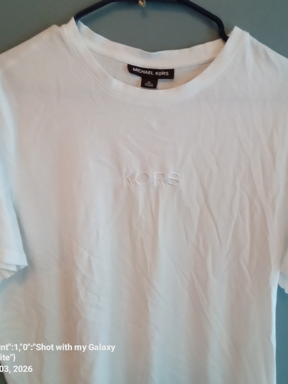 Michael Kors Mens White Embroidered Logo Short Sleeve Crewneck T-Shirt XL